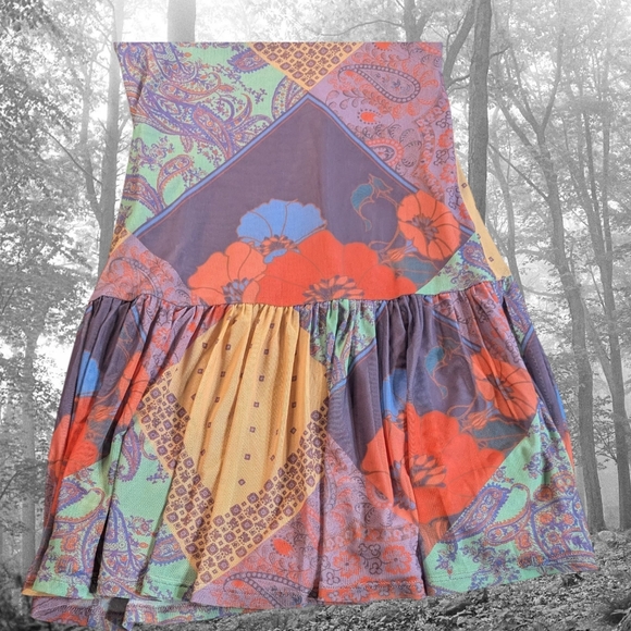 🌸 EUC Kimchi Blue From Urban Outfitters Patchwork Spaghetti Strap Mini Dress 🌸 - Picture 5 of 8